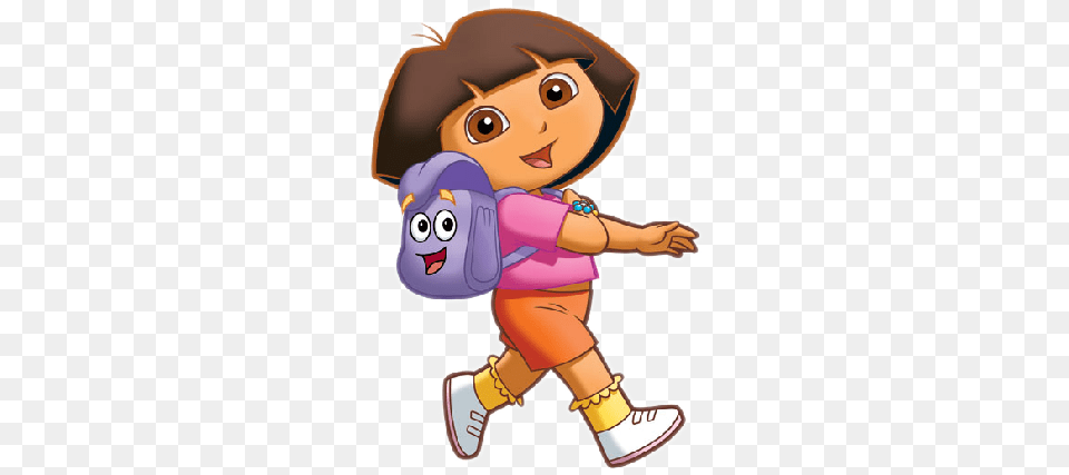 Hd Dora The Explorer Walking Dora Animated Gif Dora Animated Gif, Bag, Baby, Person, Face Png