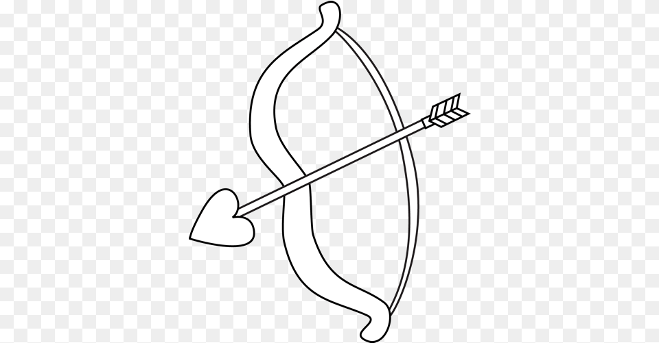 Hd Drawn Heart Bow And Arrow Bow And Arrow Arow Clipart Black And White, Weapon Free Transparent Png