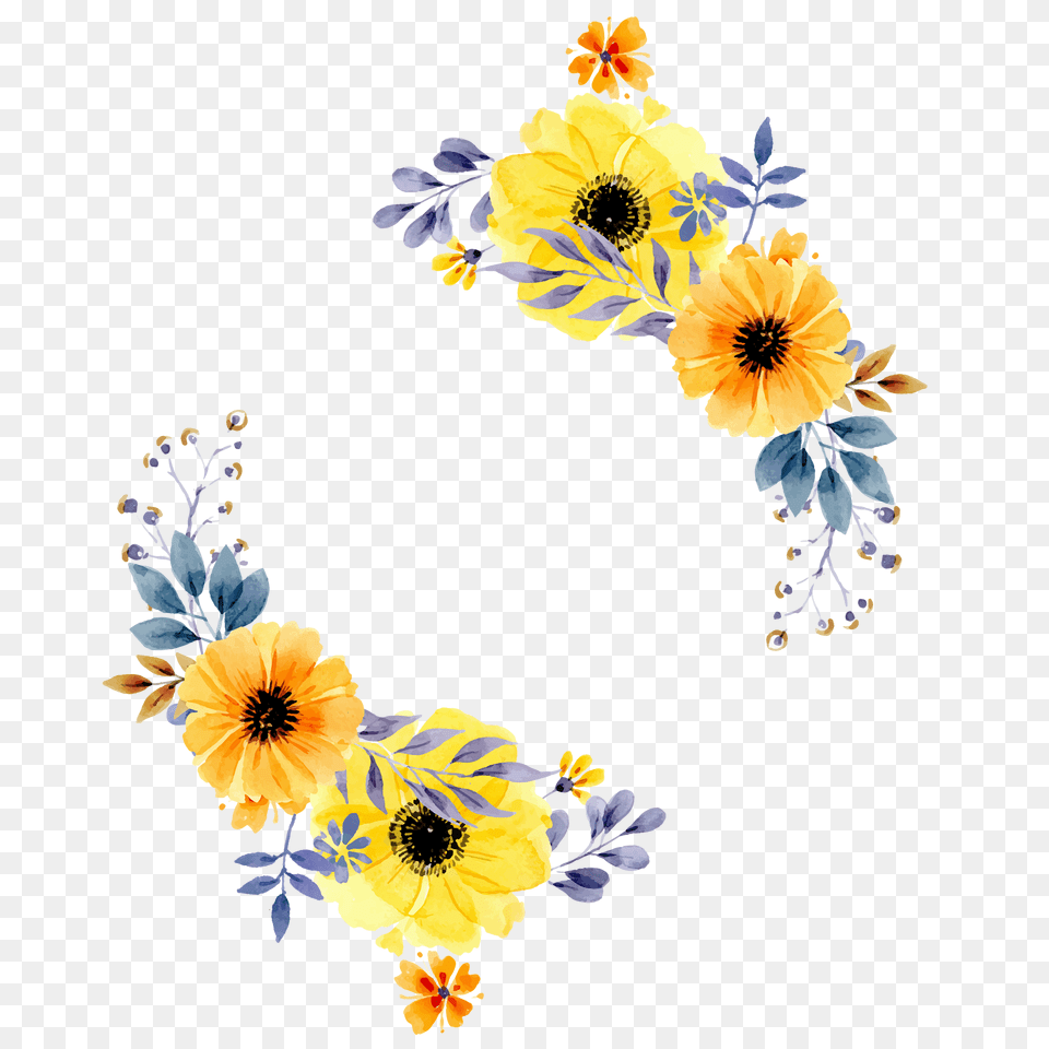 Hd Flowers Border Image Yellow Flower Border Design Free Png Download