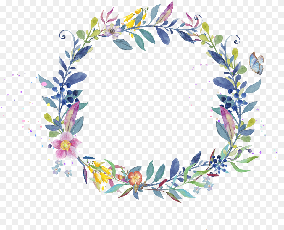Hd Flying Wreath Transparent Decorative Transparent Background Watercolor Floral Border, Art, Floral Design, Graphics, Pattern Png Image