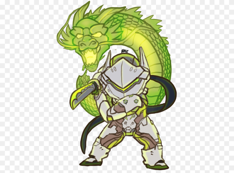 Hd Genji Dragon Clipart Chibi Overwatch Wallpaper Hd, Book, Comics, Publication, Baby Png Image