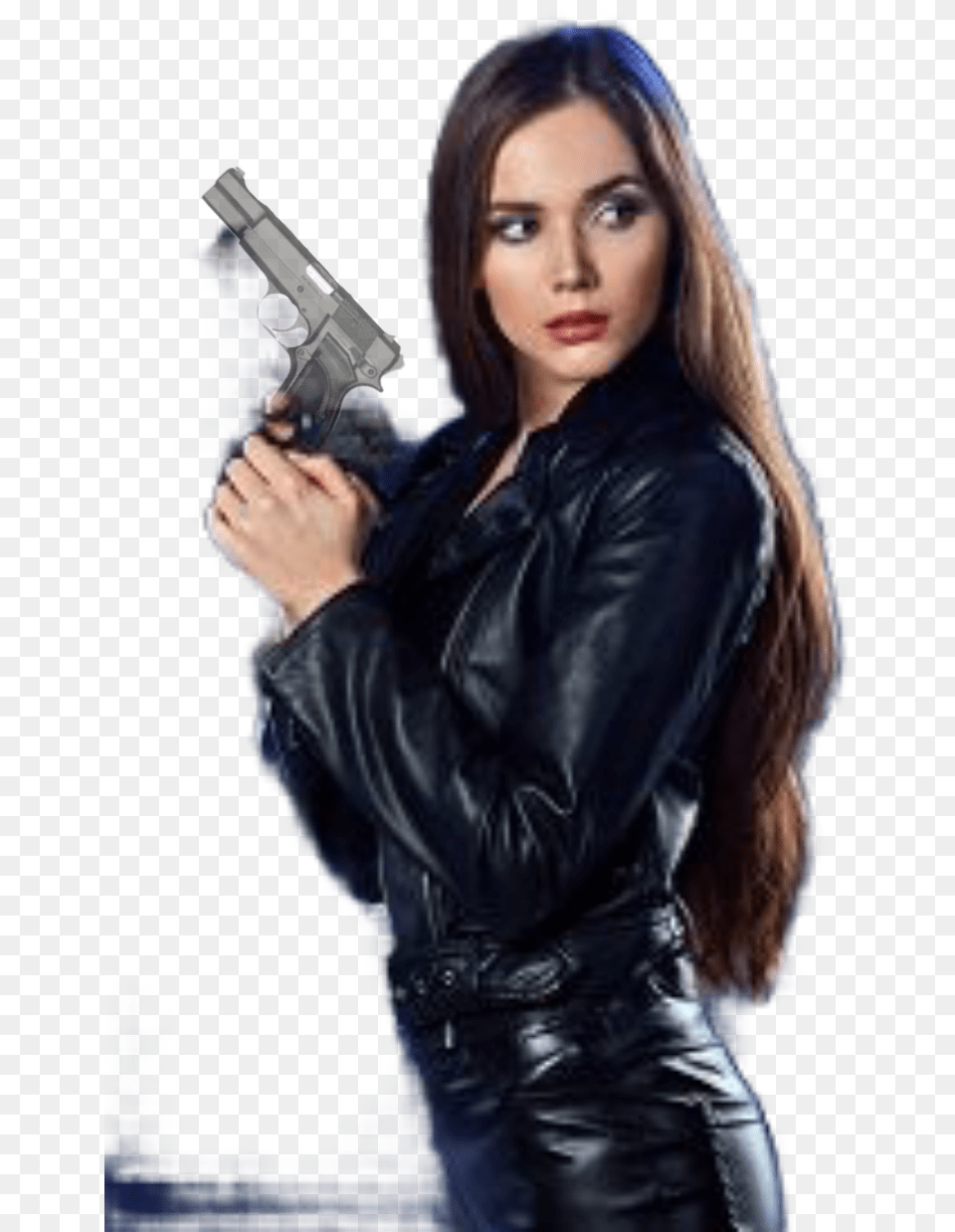 Hd Girl With Gun, Adult, Weapon, Person, Jacket Png