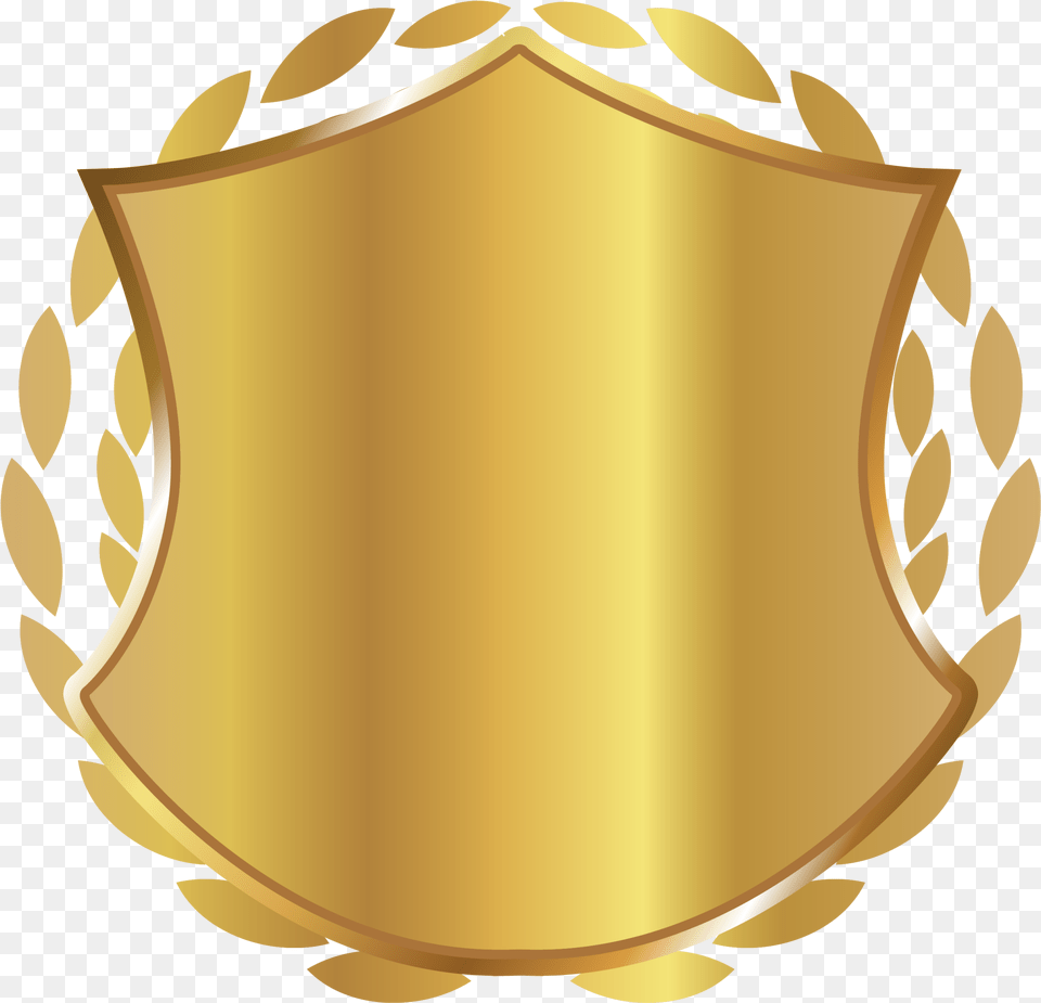 Hd Gold Shield Gold Badge Transparent Background, Armor, Logo, Chandelier, Lamp Free Png Download