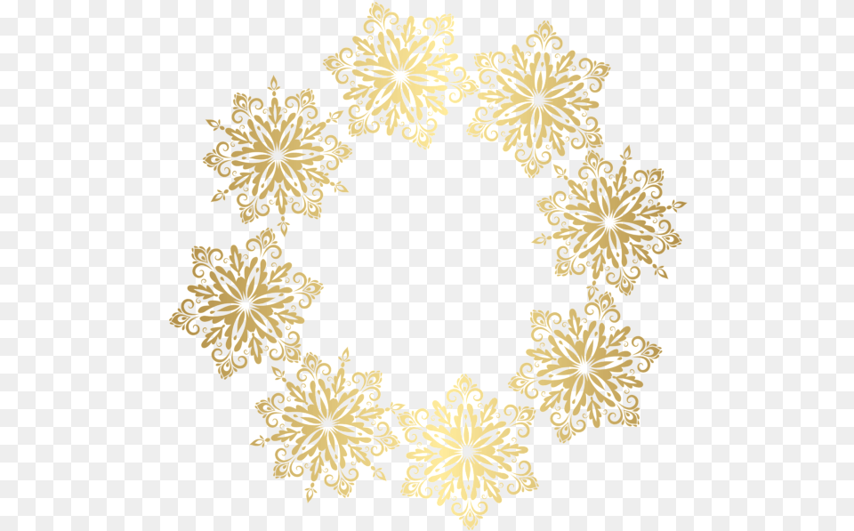 Hd Gold Snowflakes Border Gold Snowflake Border Transparent, Pattern, Accessories, Art, Floral Design Free Png