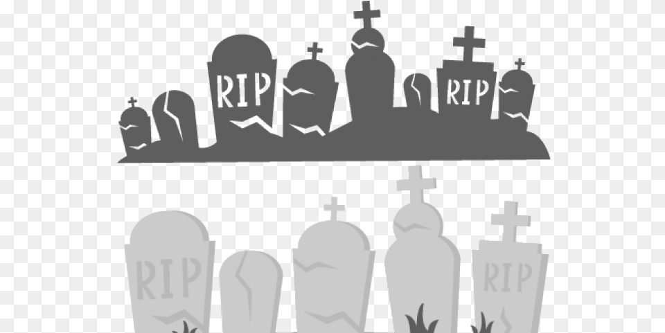 Hd Graveyard Clipart Gravestone Black Halloween Silhouette, Cross, Symbol, Tomb, Head Free Png Download