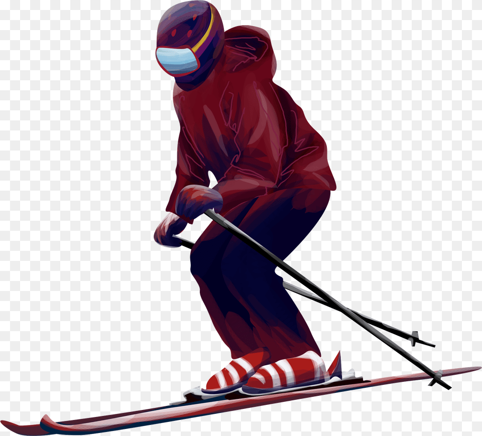 Hd Hand Drawn Winter Ski Skier, Outdoors, Nature, Snow, Person Png