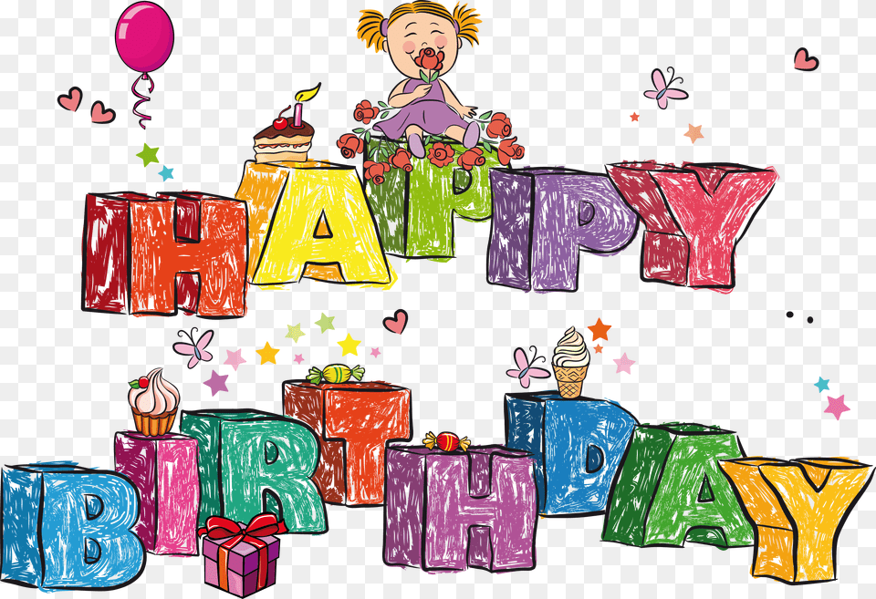 Hd Happy Birthday Images Kids Happy Birthday Kids Clipart, Person, Baby, Balloon, People Free Transparent Png