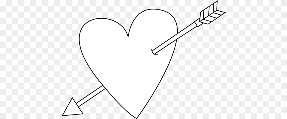 Hd Heart Clipart Black And Heart With Arrow Black And White, Stencil Free Png Download