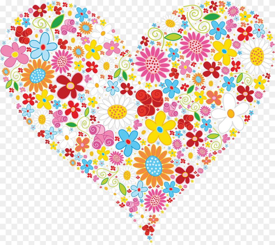 Hd Hearts And Flowers Transparent Heart Clipart Free, Pattern Png