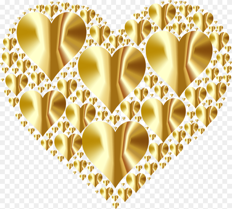 Hd Hearts In Heart Rejuvenated 4 No Background Gold Hearts Shape, Treasure, Chandelier, Lamp Free Png Download