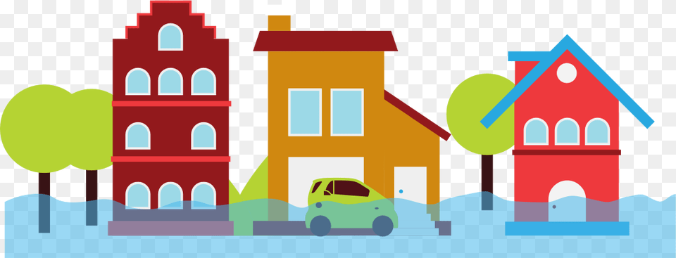 Hd How To Stay Safe During A Flood, Neighborhood, Art, Painting, Car Free Png Download
