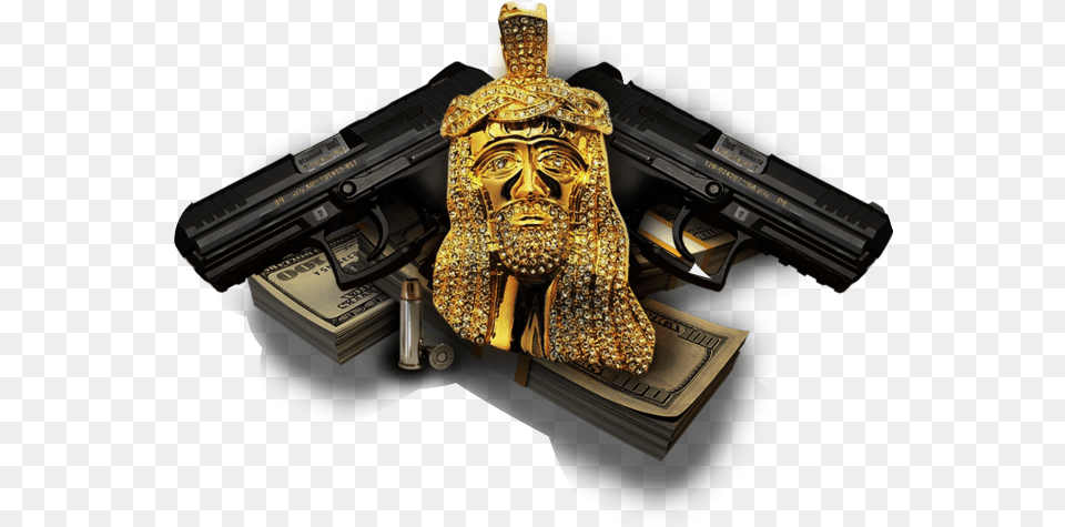 Hd Jesus Sticker Brand Iced Out Gold Finsh Jesus Mix Tape En, Handgun, Weapon, Firearm, Gun Free Png