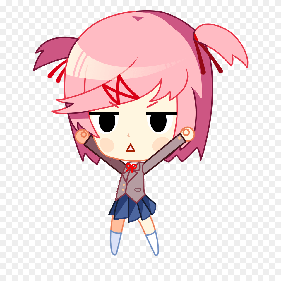 Hd Natsuki Jump Chibi Ddlc, Book, Comics, Publication, Baby Png Image