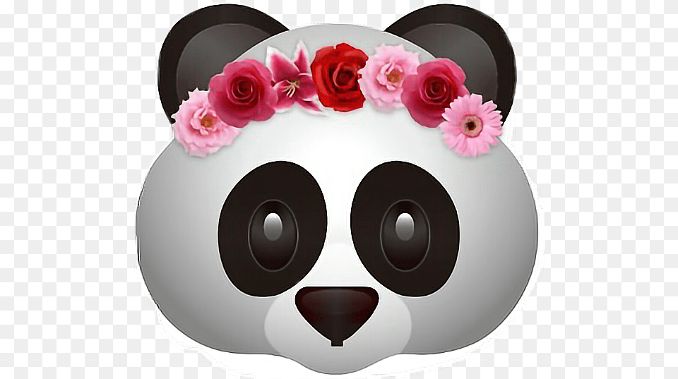 Hd Panda Emoji Flower Flower Crown Panda Emoji, Plant, Rose, Petal, Art Free Transparent Png