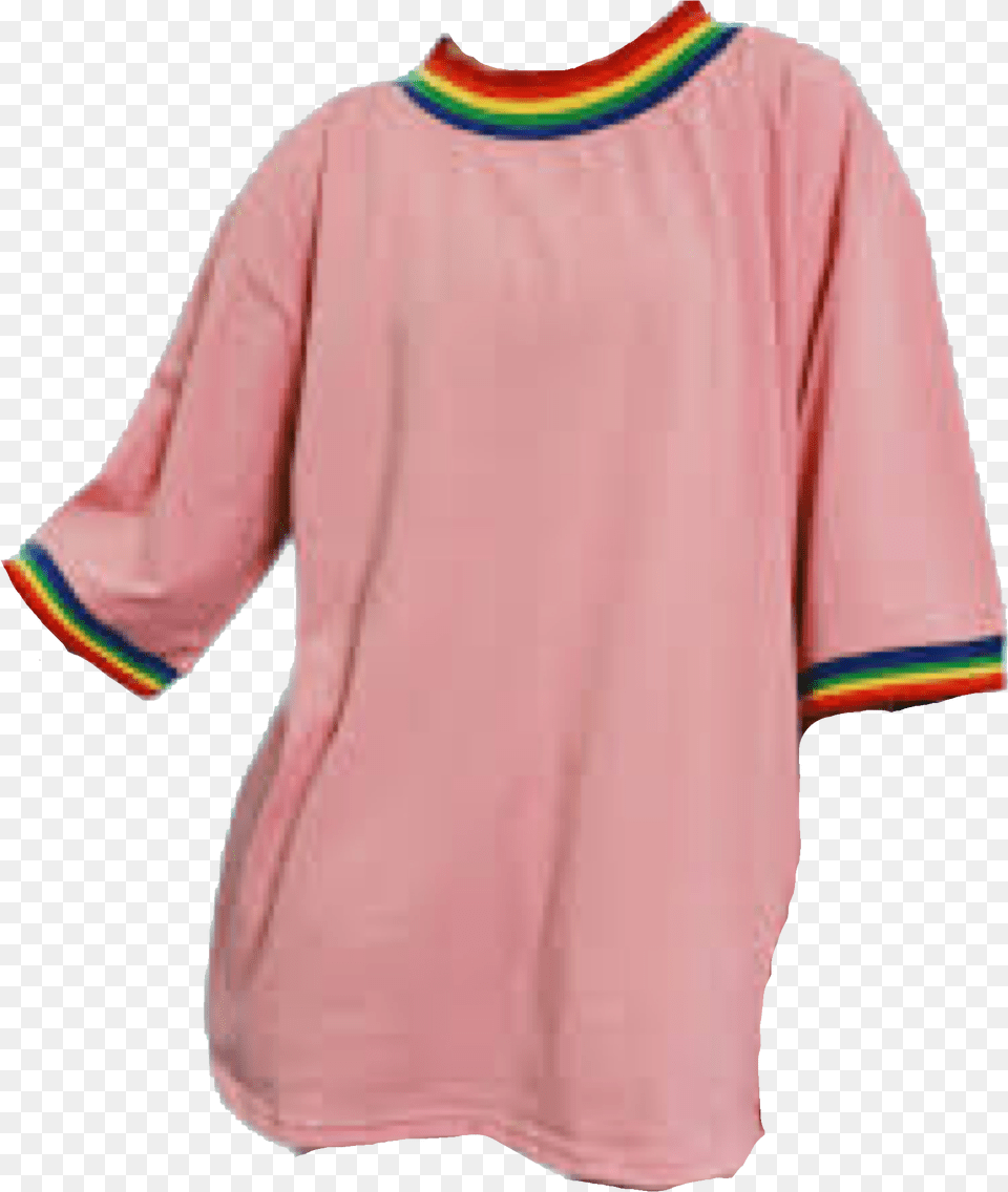 Hd Pink Rainbow Top Shirt Polyvore Clothes, Clothing, T-shirt, Blouse, Long Sleeve Png