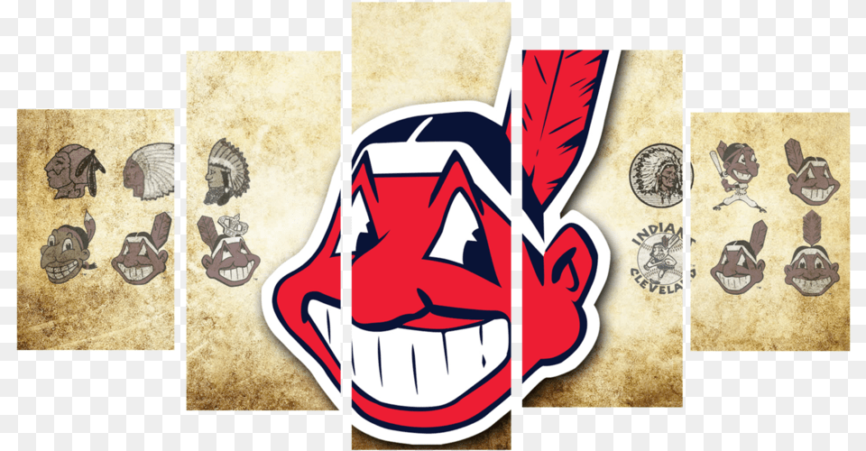 Hd Printed Cleveland Indians Logo 5 Pieces Canvas Cleveland Indians Wallpaper Hd, Food, Ketchup, Person, Art Png