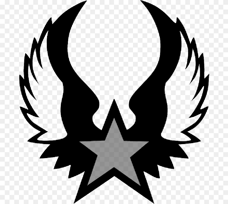 Hd Red Black Outline Rock Star Punk Five Shield Shield Wing Logo, Symbol, Emblem, Person Png Image