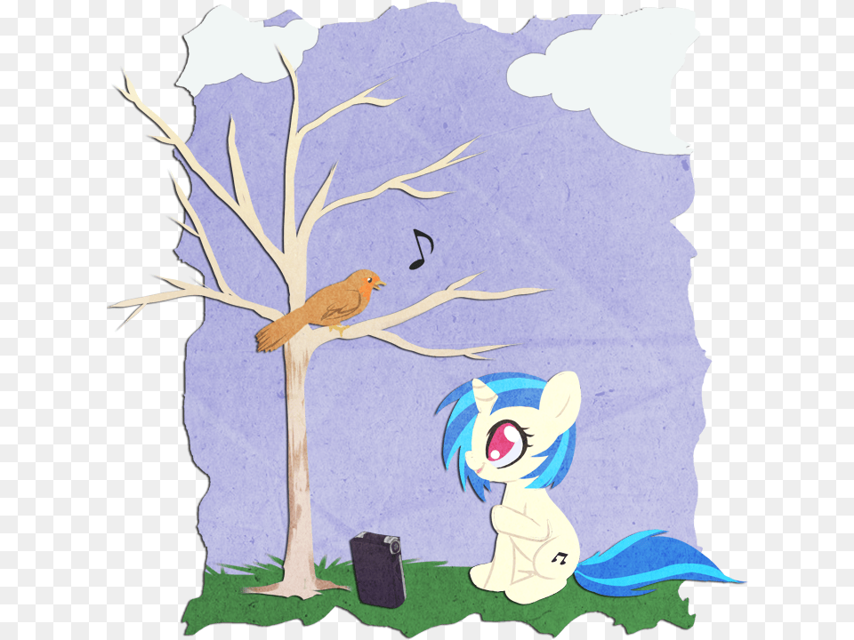 Hd Rizcifra Bare Tree Bird Dj Pon 3 Female Cartoon, Art, Painting, Animal, Plant Free Png Download