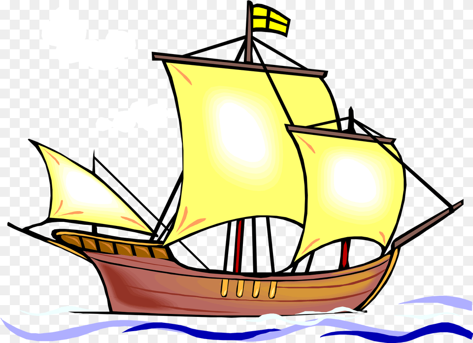 Hd Sailing Ship Clipart Egg First Fleet Ship Cartoon, Boat, Sailboat, Transportation, Vehicle Png
