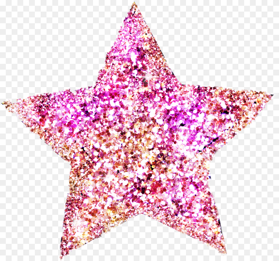 Hd Scglitter Sticker Pink Glitter Star Star Glitter Transparent Background, Symbol Png