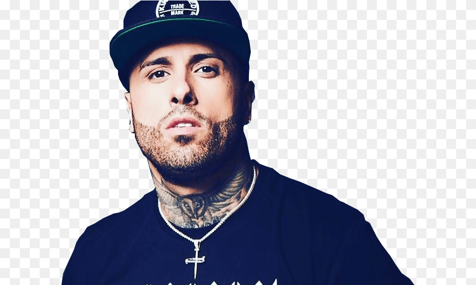 Hd Share This Image Nicky Jam, Person, Neck, Head, Hat Free Png