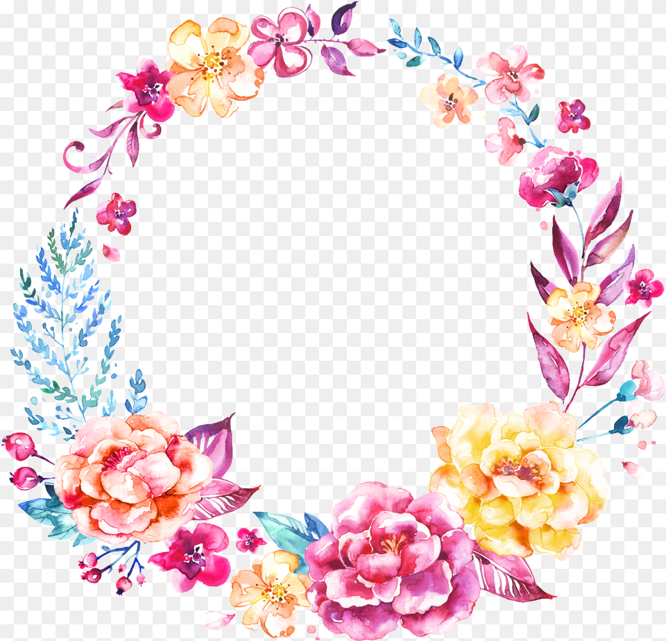 Hd This Graphics Is Hand Painted Watercolor Circle Flower Border, Art, Floral Design, Pattern, Plant Png
