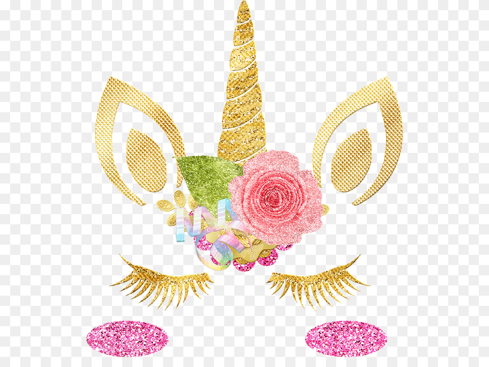 Hd Unicorn Face Gold Foil Eyelashes Glitter Unicorn Face Clipart, Accessories, Jewelry, Flower, Plant Free Png