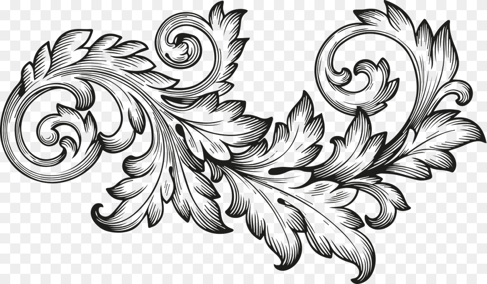 Hd Vector Stock Scroll Engraving Acanthus Transprent, Pattern, Art, Floral Design, Graphics Png