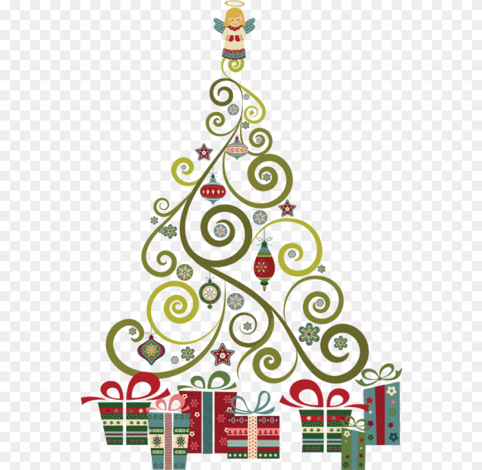 Hd Vintage Christmas Tree Vector Clipa Christmas Tree Clip Art, Christmas Decorations, Festival, Graphics, Christmas Tree Png Image