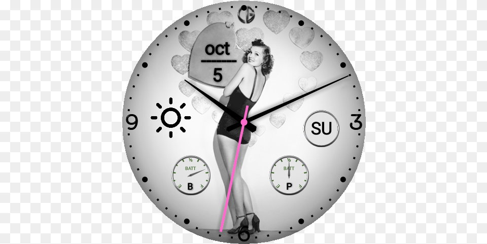 Hd Vintage Pinup Girl With Hearts Pinup Girl, Analog Clock, Clock, Adult, Female Free Png