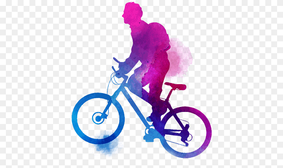 Hd Watercolor Bike Rider2 Man Riding Bicycle Bicycle Silhouette, Person, Transportation, Vehicle, Cycling Free Png Download