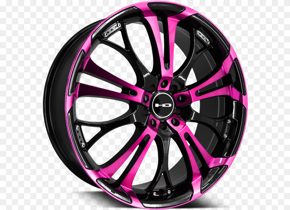 Hd Wheels Spinout Pink Machined W Black Wheels Red And Black, Alloy Wheel, Vehicle, Transportation, Tire Free Png