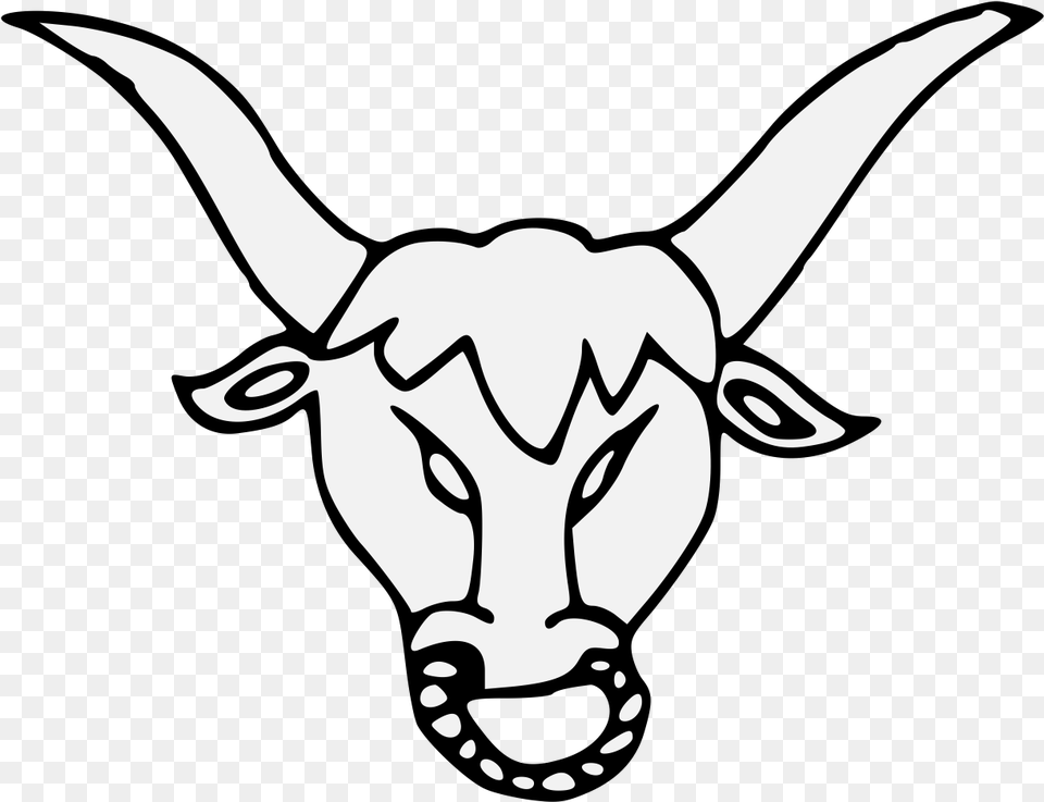 Head Cabossed Ringed Cattle, Stencil, Livestock, Bull, Mammal Png Image