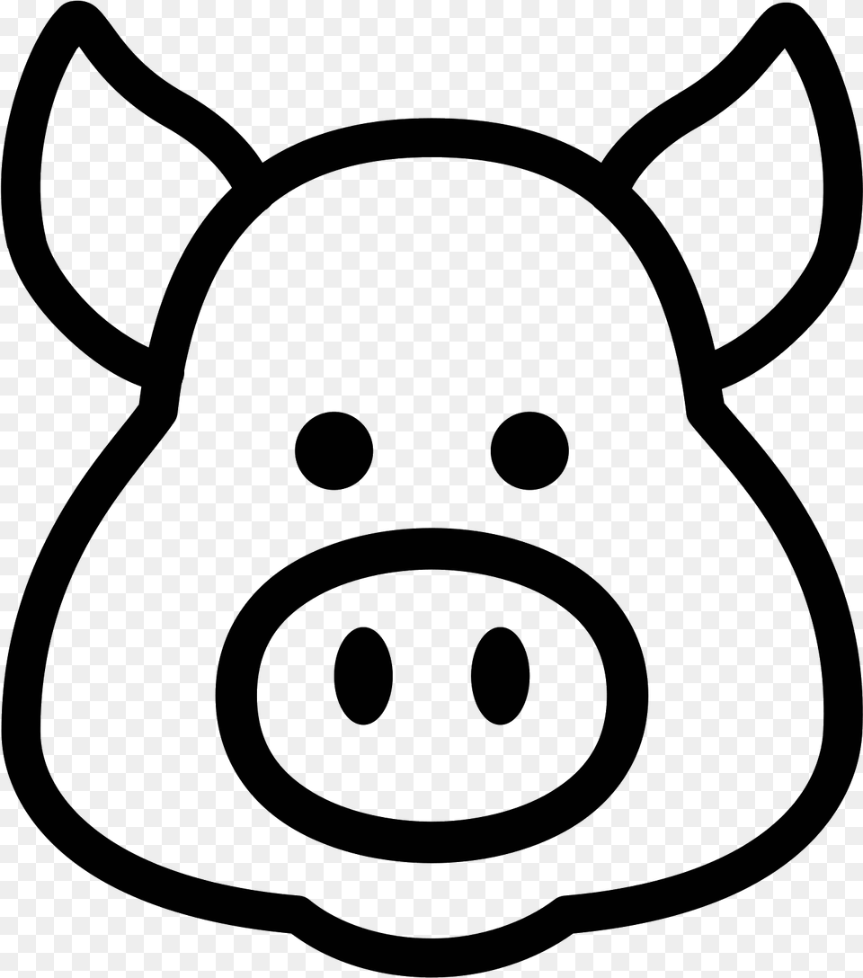 Head Clipart Pig Pig Head Black And White, Gray Free Png Download