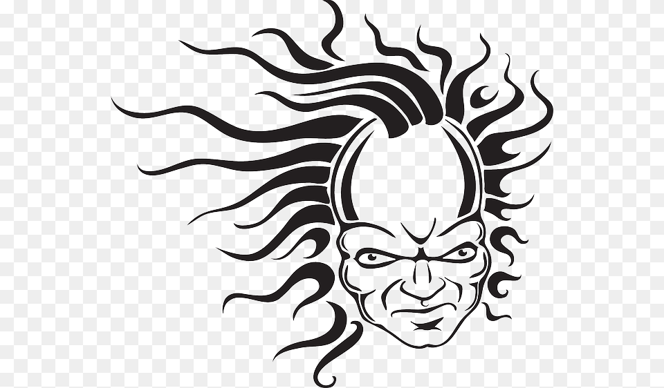 Head Face Hair Creepy Waves Fear Wave Vector Graphics, Stencil, Person Png