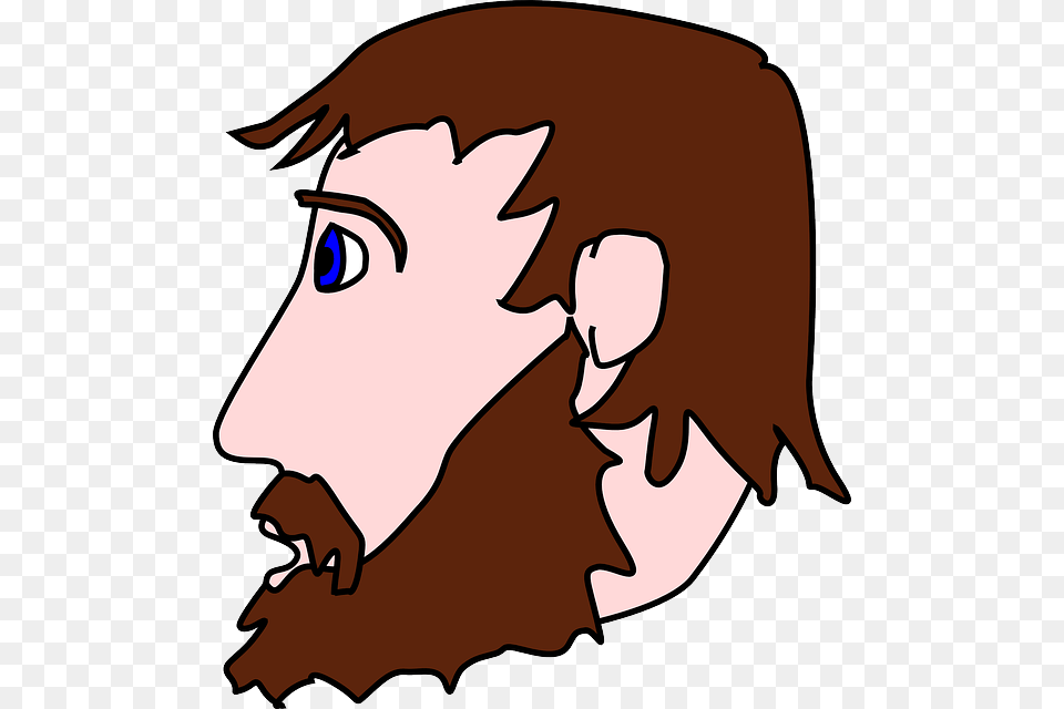Head People Man Guy Cartoon Side Beard Bearded Cartoon Beard From Side, Baby, Person Free Png