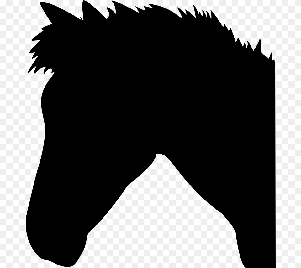 Head Silhouette Of Cute Horse Printable Horse Head Silhouette, Gray Png