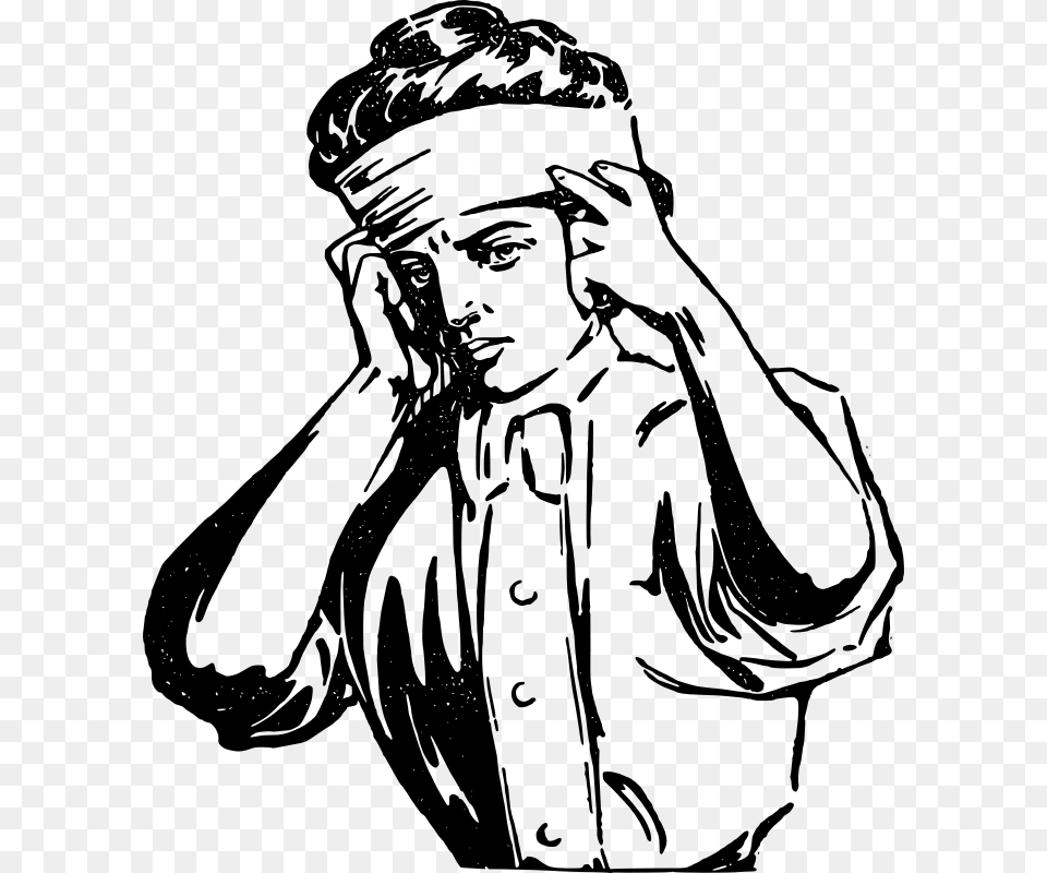 Headache Lady Cover Ears Clip Art Black And White, Gray Free Png Download