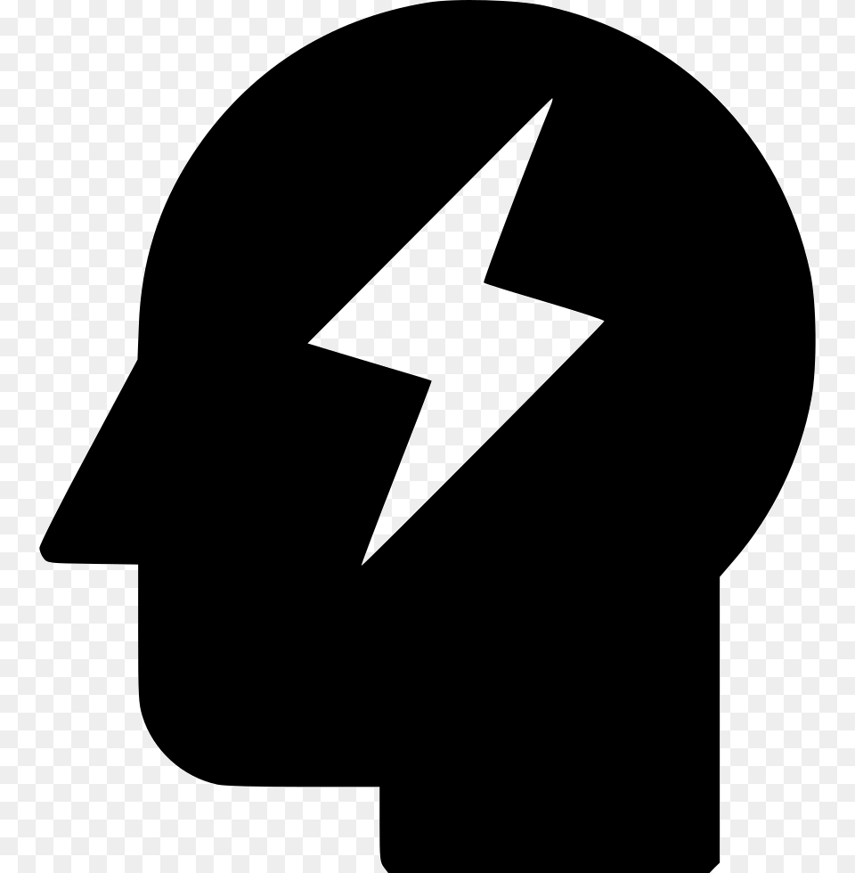 Headache Robot Power Lightning Idea Comments Brain Thinking Icon, Stencil, Symbol, Star Symbol, Silhouette Free Transparent Png