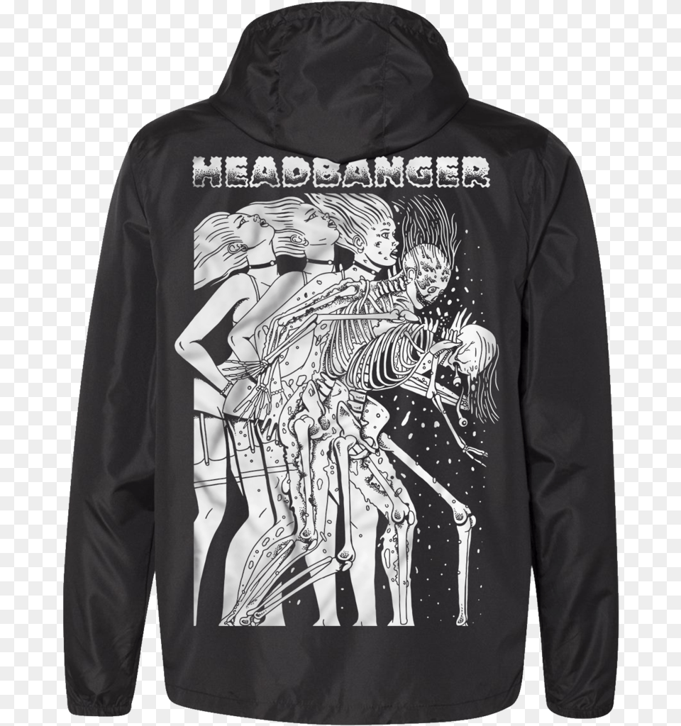 Headbanger Whiplash Windbreaker Hoodie, Clothing, Coat, Jacket, Sweatshirt Free Png
