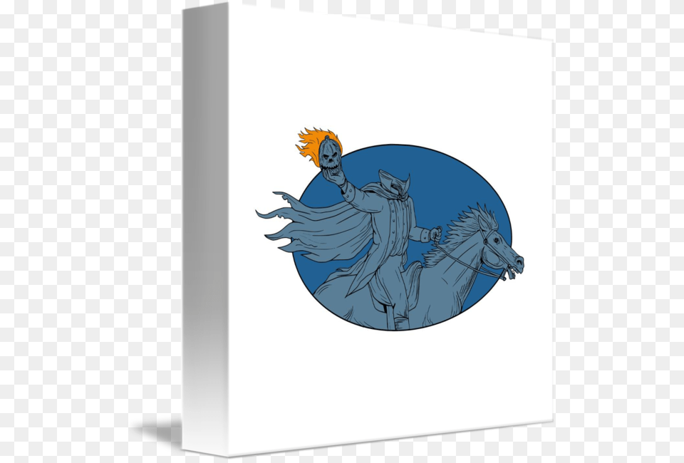 Headless Horseman Pumpkin Head Horse Oval Drawing, Book, Publication, Art, Comics Free Png Download