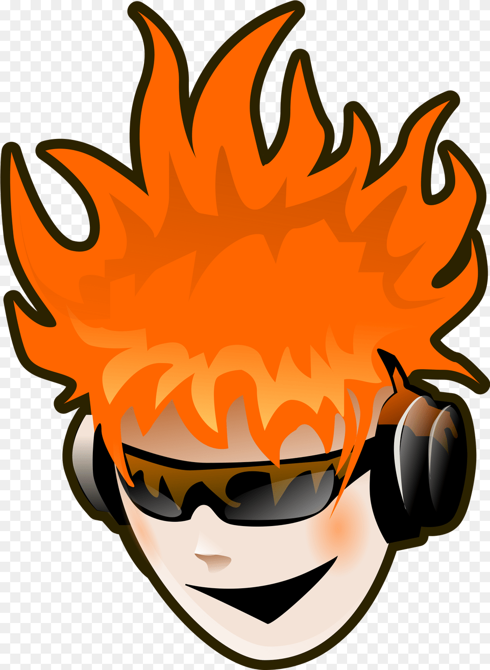 Headphone Clipart Animated Transparent Headphone With Man Cartoon, Fire, Flame, Accessories, Sunglasses Free Png Download