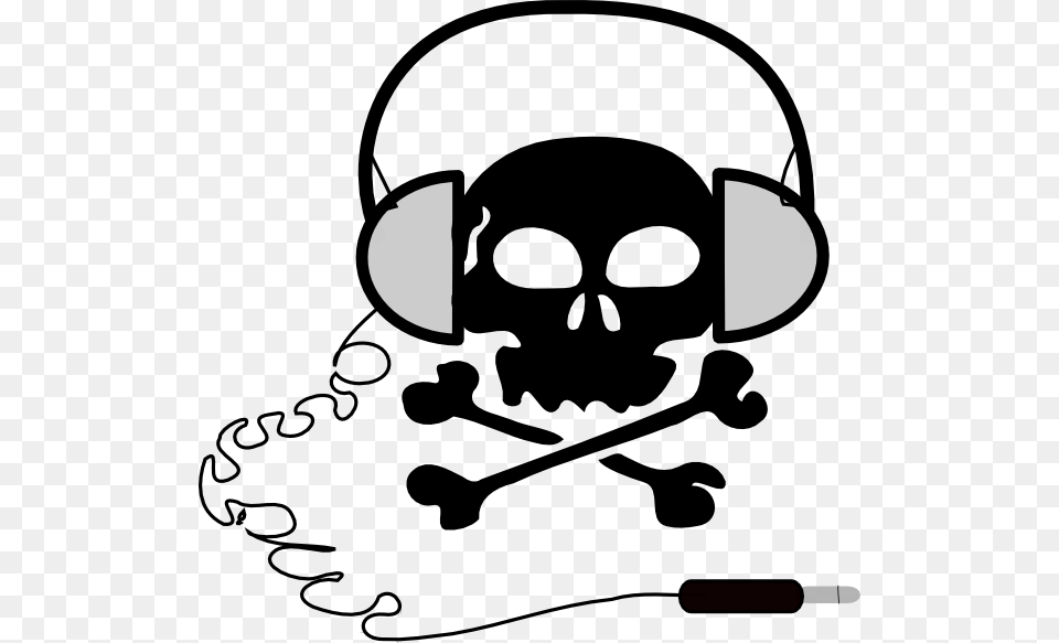 Headphone Skull Clip Art Skull Headphone Art Vector, Stencil, Person, Pirate, Baby Free Png Download