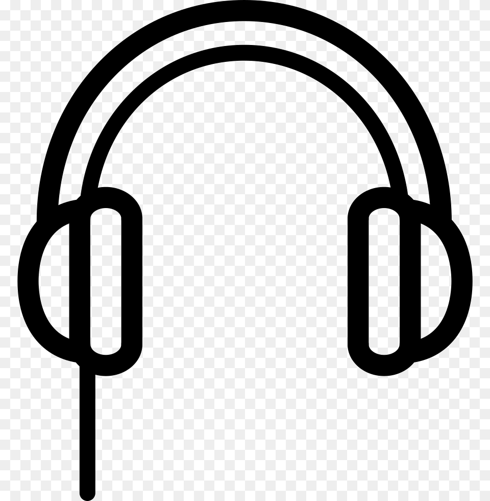 Headphones Outline With Cord Line Cascos De Musica Dibujo, Electronics, Stencil Png