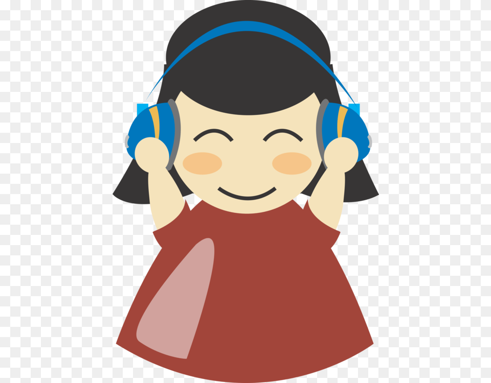 Headphones Woman Cartoon Listen Music Cartoon, Baby, Person, Face, Head Free Png