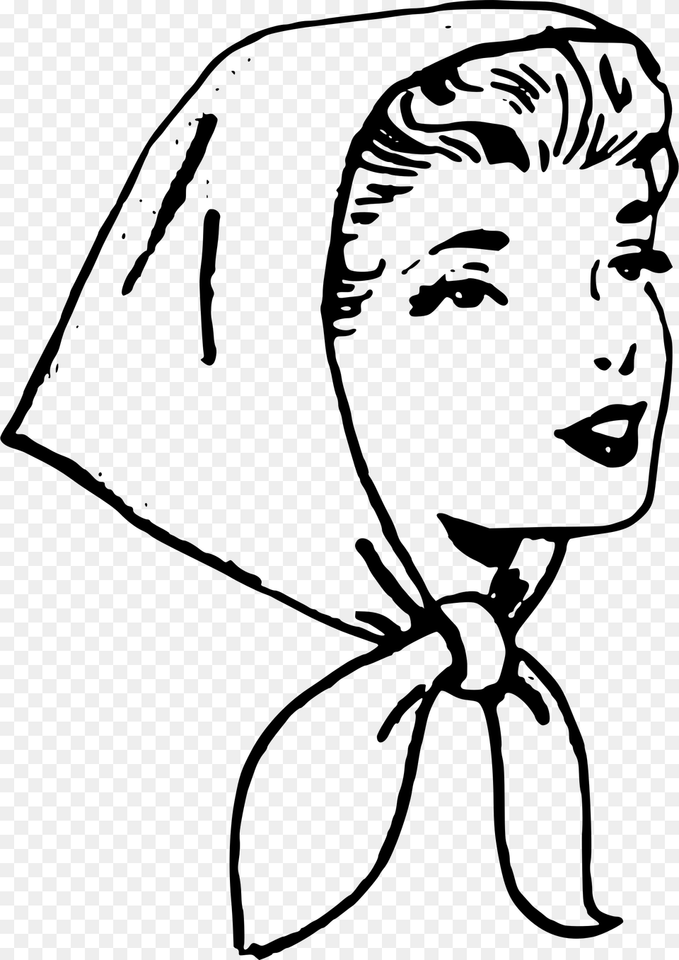 Headscarf Clipart Black And White, Gray Free Png