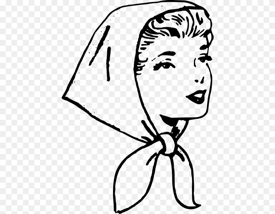 Headscarf Hijab Veil Clothing Clip Art Black And White Scarf, Gray Free Png