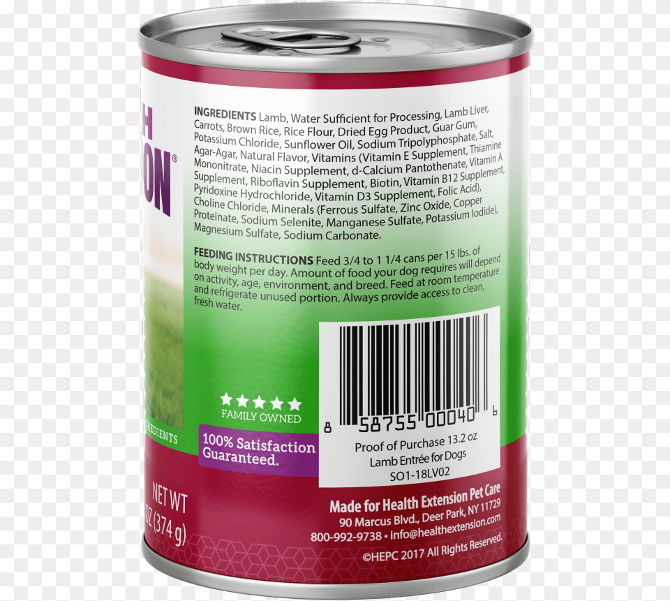 Health Extension Lamb Entree Canned Dog Food Raspberry, Tin, Aluminium, Can, Canned Goods Free Transparent Png