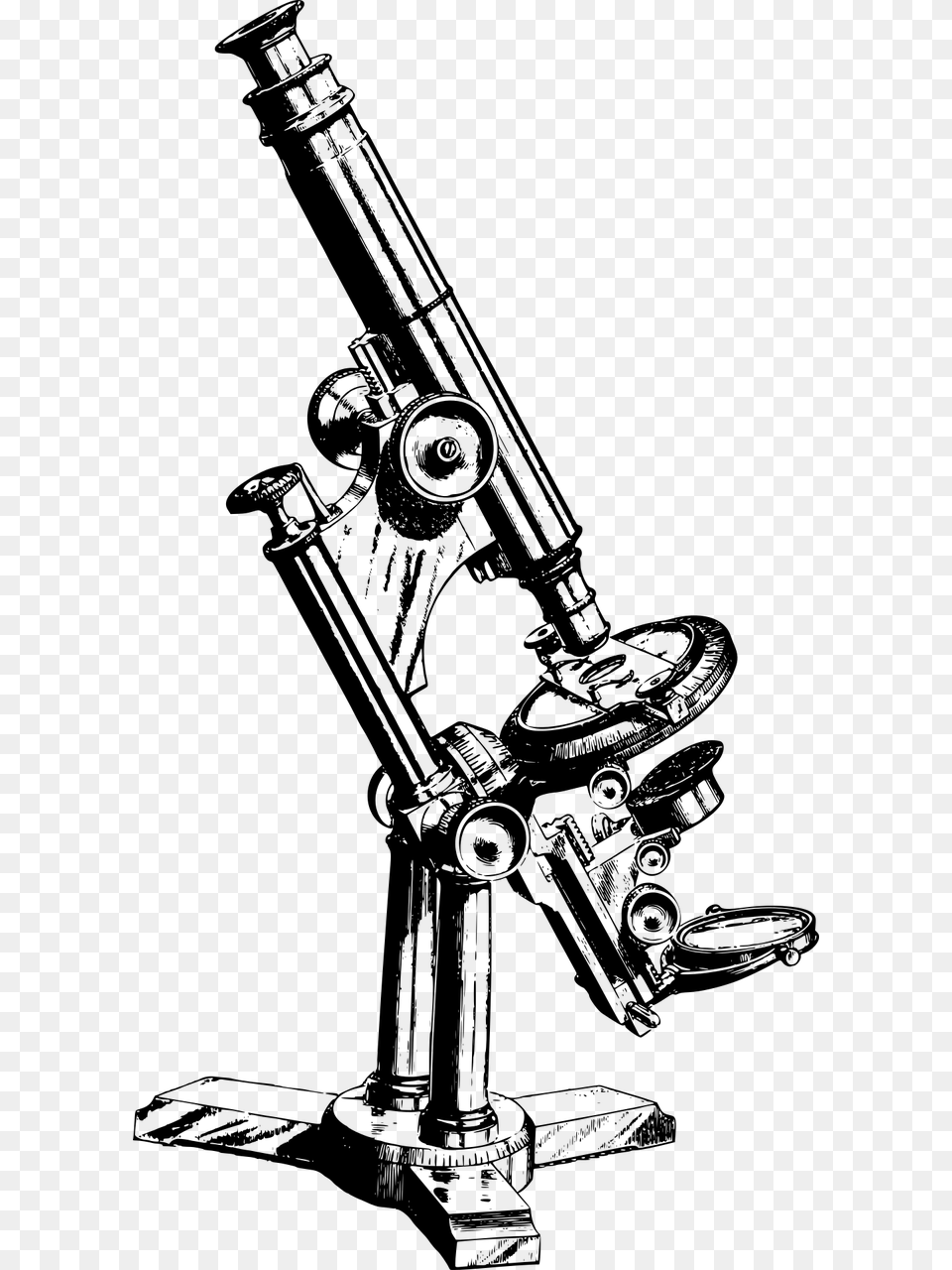 Healthcare Instrument Magnification Free Photo Vintage Microscope, Gray Png Image