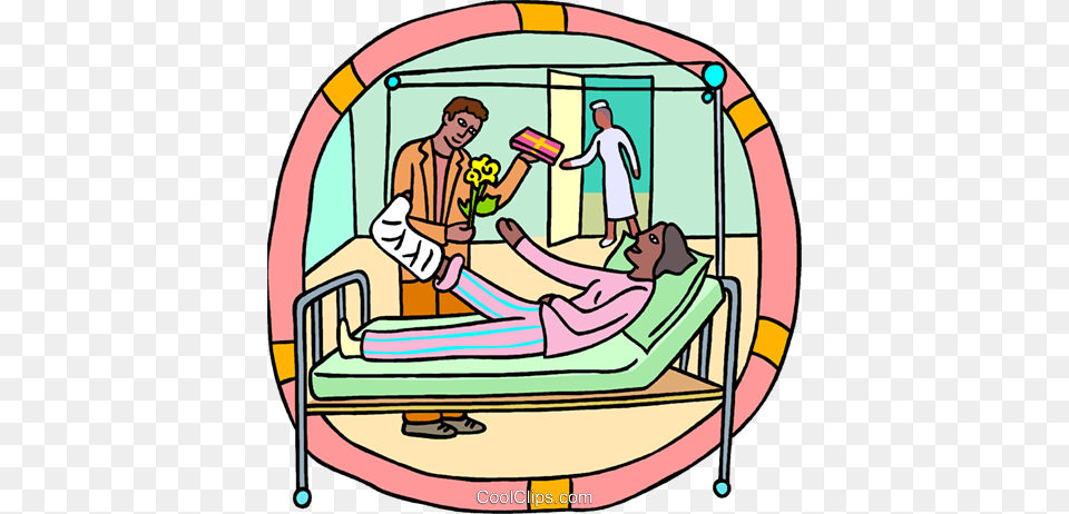 Healthcare Patient With A Visitor Royalty Vector Clip Art, Person, Architecture, Building, Hospital Free Transparent Png